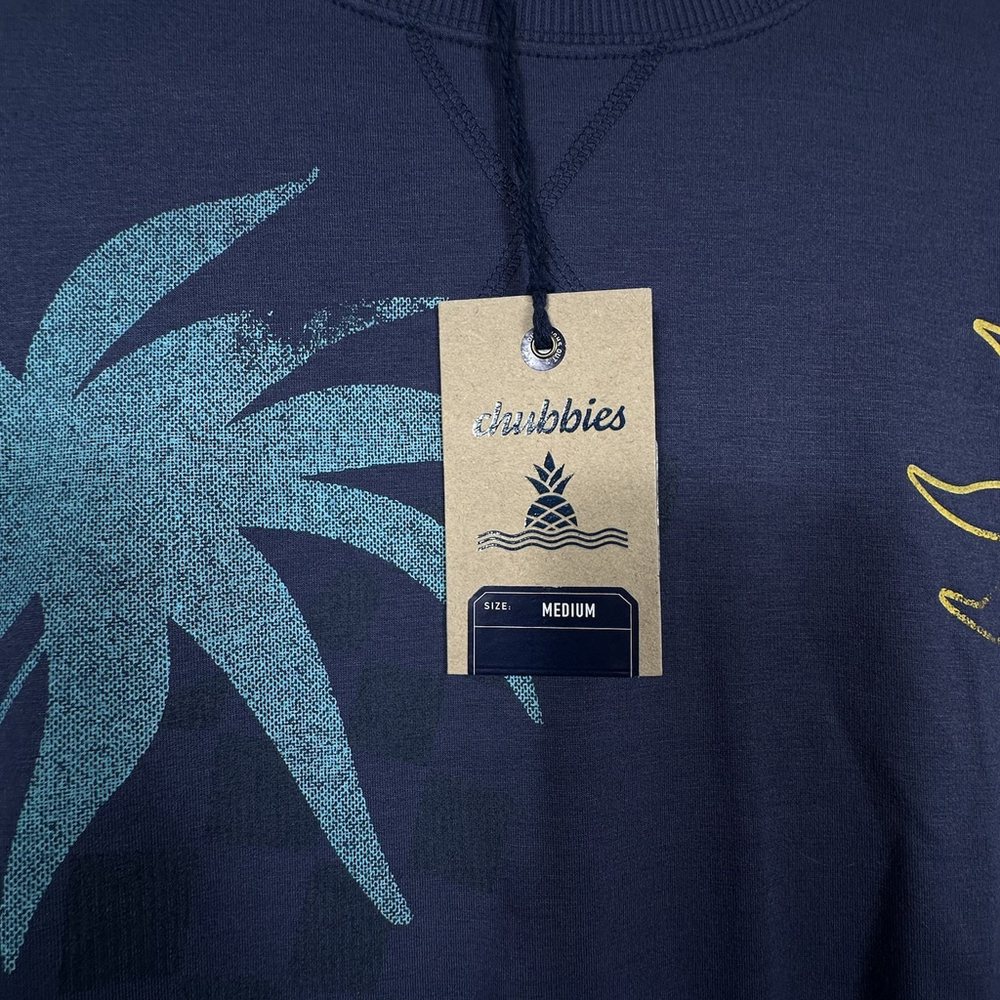 Chubbies Men's Soft Terry Crewneck The Sketchy Blue Sweat Shirt Size Medium - Picture 8 of 8